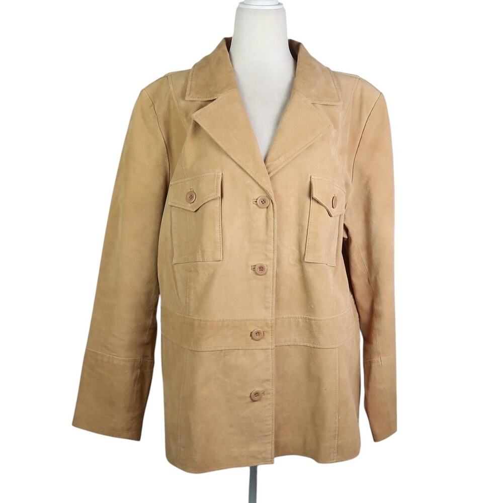 Vintage 90s Lane Bryant Tan Suede Leather Western Jacket 18